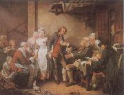Jean Baptiste Greuze L-Accordee de Village oil on canvas